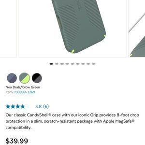 speck Neo Drab Phone Case with Glow Green Accents - MagSafe Ready